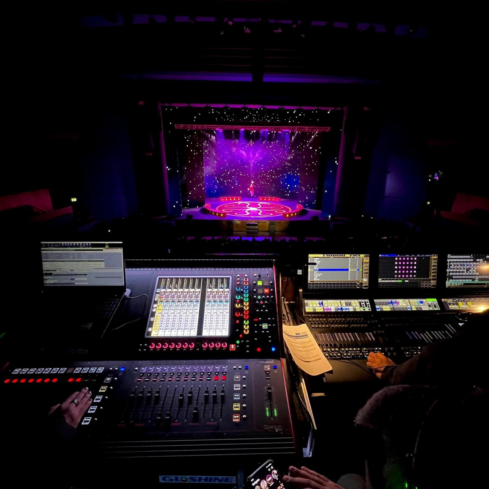 DiGiCo console facing the stage